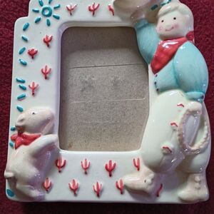 Cowboy and Dog Ceramic Picture Frame
